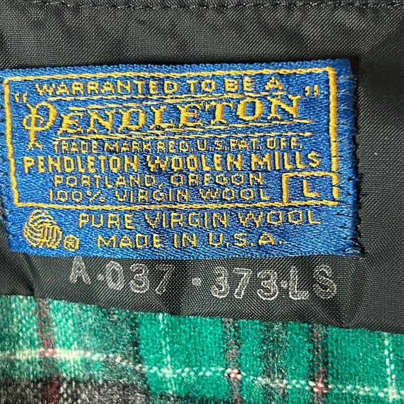 Vintage Pendleton Wool Teal Green |Gray Plaid Men's 60’s -70’s Button Down Shirt - Picture 4 of 17